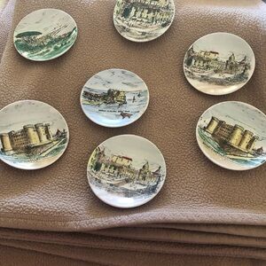 Scenic Ceramic Naples Decorative Wall Plates - White with Multi-Color Accents